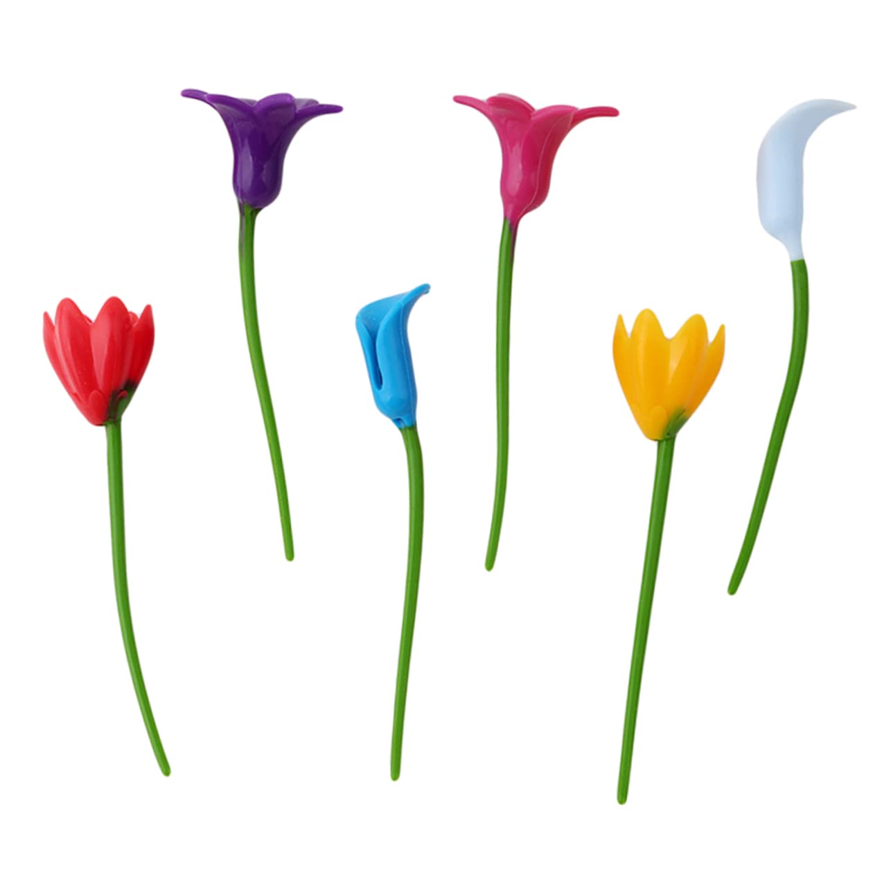 PRETYZOOM 6pcs Flower Silicone Wine Charms Unique Glass Identifier for Parties Dinners and Celebrations Prevent Mixing Wine Glasses with Fun Designs Random Color