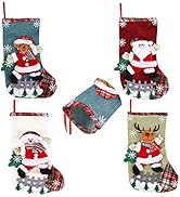 BEEFLYING 4 pcs Velours Bas de Noël Coloré Arbre de Noël Décoration Père Noël Bonhomme de Neige P...