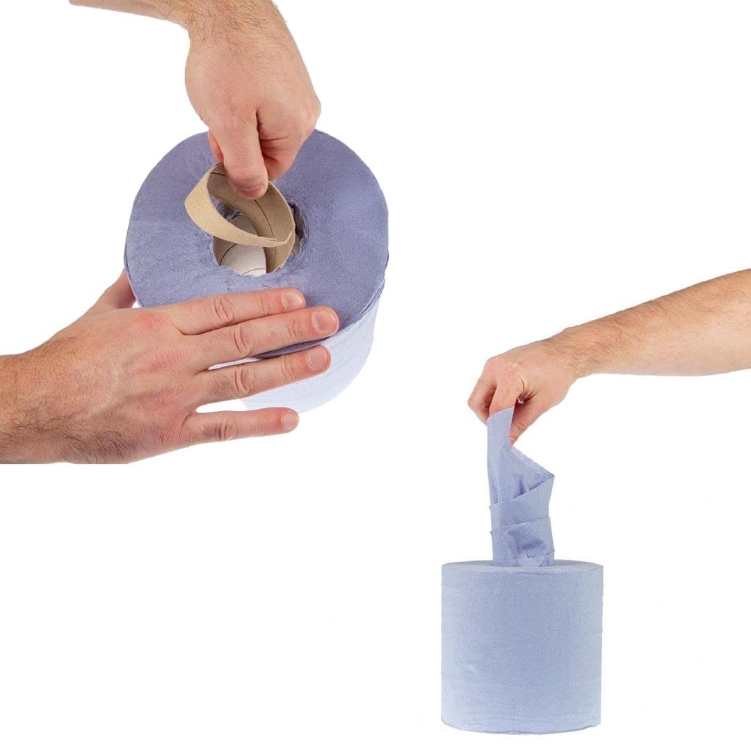ZPAPER - 6 Rotoli Asciugamani BLU - Carta Cellulosa 450 Strappi a Rotolo, 2 Veli, Anima a Spirale, Confezionati. Rotoli Bobine Asciugatutto