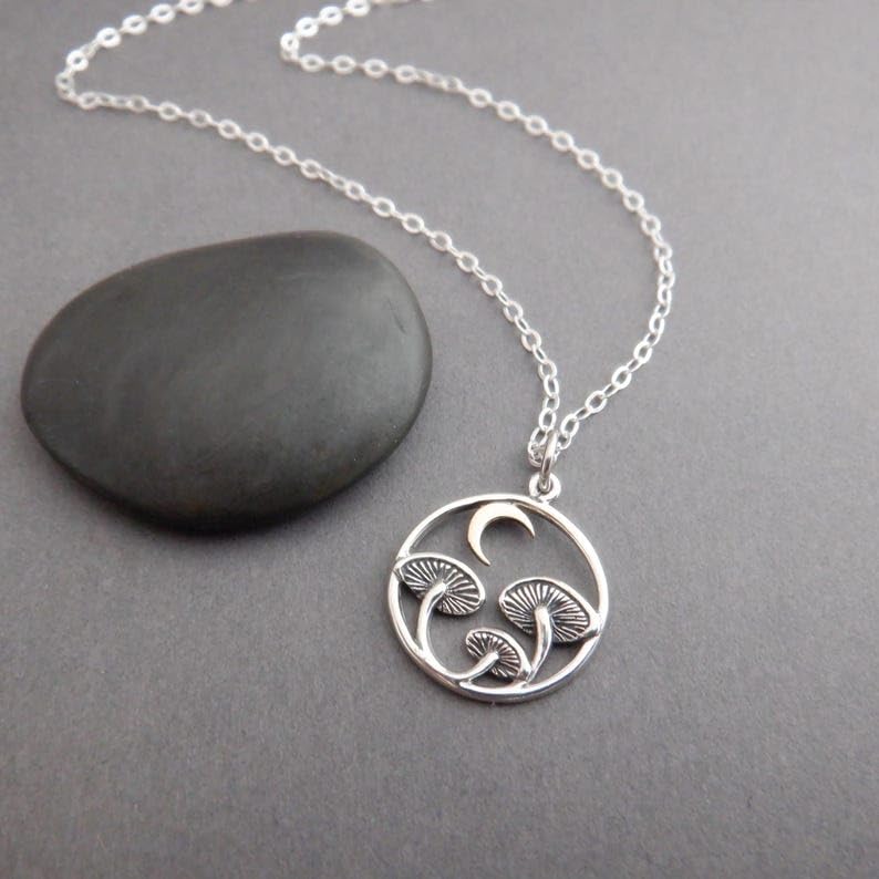 Collier champignons argent 925 pour look bohème et féerique