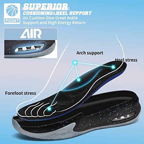 Ashion High Top Mens Basketball Shoes Breathable Non Slip Outdoor Sneakers Cushioning Athletic Gym Running Walking Shoes Blue Black #TOP1