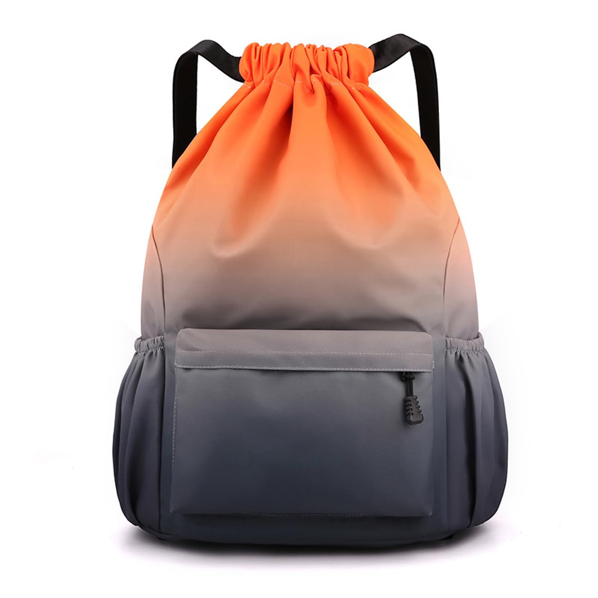 YYKSYDPT Drawstring Bags for Men Women, Oxford Strap Backpack With Outside Zipper, Waterproof Bag for Travel, Leisure or Work (Orange-grey Gradient, L)