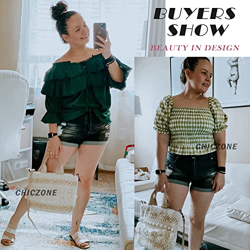 Chiczone Distressed Black Jean Shorts Womens Ripped Denim Shorts Stretchy Short Jeans M #TOP3