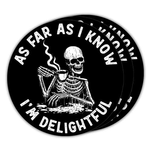 314Pi 3Pcs) As Far As I Know I'M Delightful, Funny Skeleton Stickers, Mental Health Awareness Stickers, Water Assistant Die Cut Sticker For Laptop Phone Water Bottle Skateboard thumb #1