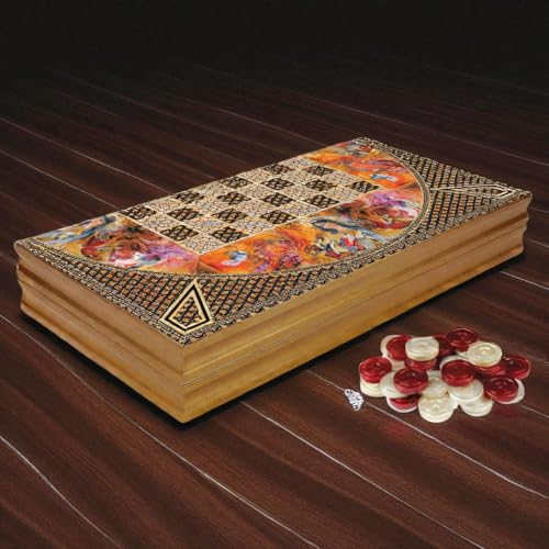 Juego de Backgammon de madera hecha a mano de 19 pulgadas miniatura 3