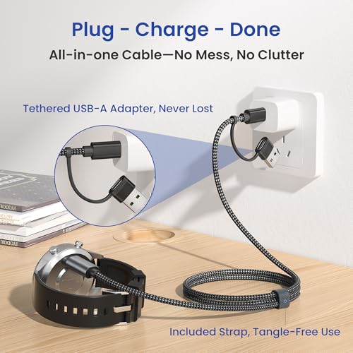 Image of Itramax 2-in-1 USB-A Charging Cable for Garmin 4FT 2Pack,Data Charger Cord for Fenix 8 7 6 5 Plus,Approach S70 S62 S60 S42 S40 G12,Vivomove 3 3S,Quatix 8 7,Tactix 7 Pro,Vivosmart 5,Swim 2