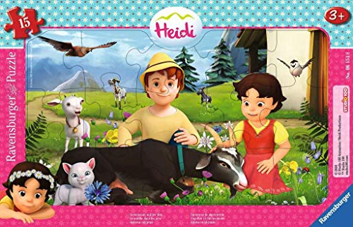 Ravensburger Kinderpuzzle - 05071 Gemeinsam auf der ALM - Rahmenpuzzle für Kinder ab 3 Jahren mit 15 Teilen Puzzle mit Heidi und Peter