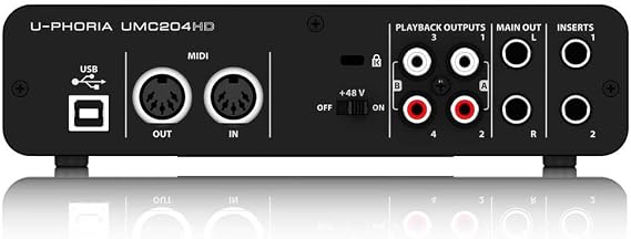 Behringer U-PHORIA UMC204 Audiophile 2x4, 24-Bit/96 kHz USB Audio/MIDI Interface with Midas Mic Preamplifiers
