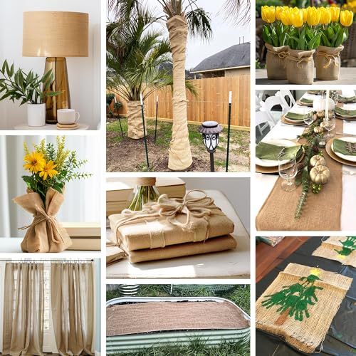 Image of Burlap Fabric Roll 40 inch x 80 Feet, Natural Jute Tree Wrap for Garden, Landscaping & Plant Protection