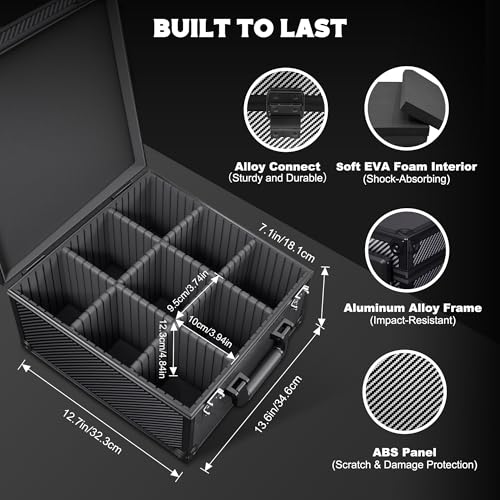 Image of Kabinka Graded Card Case, Aluminum Alloy Graded Card Storage Box | Holds 140 Card Slabs, Sports Trading Card Case with TSA Combination Lock, Fits PSA /CSG /CGC /SGC /BGS, Carbon Fibre