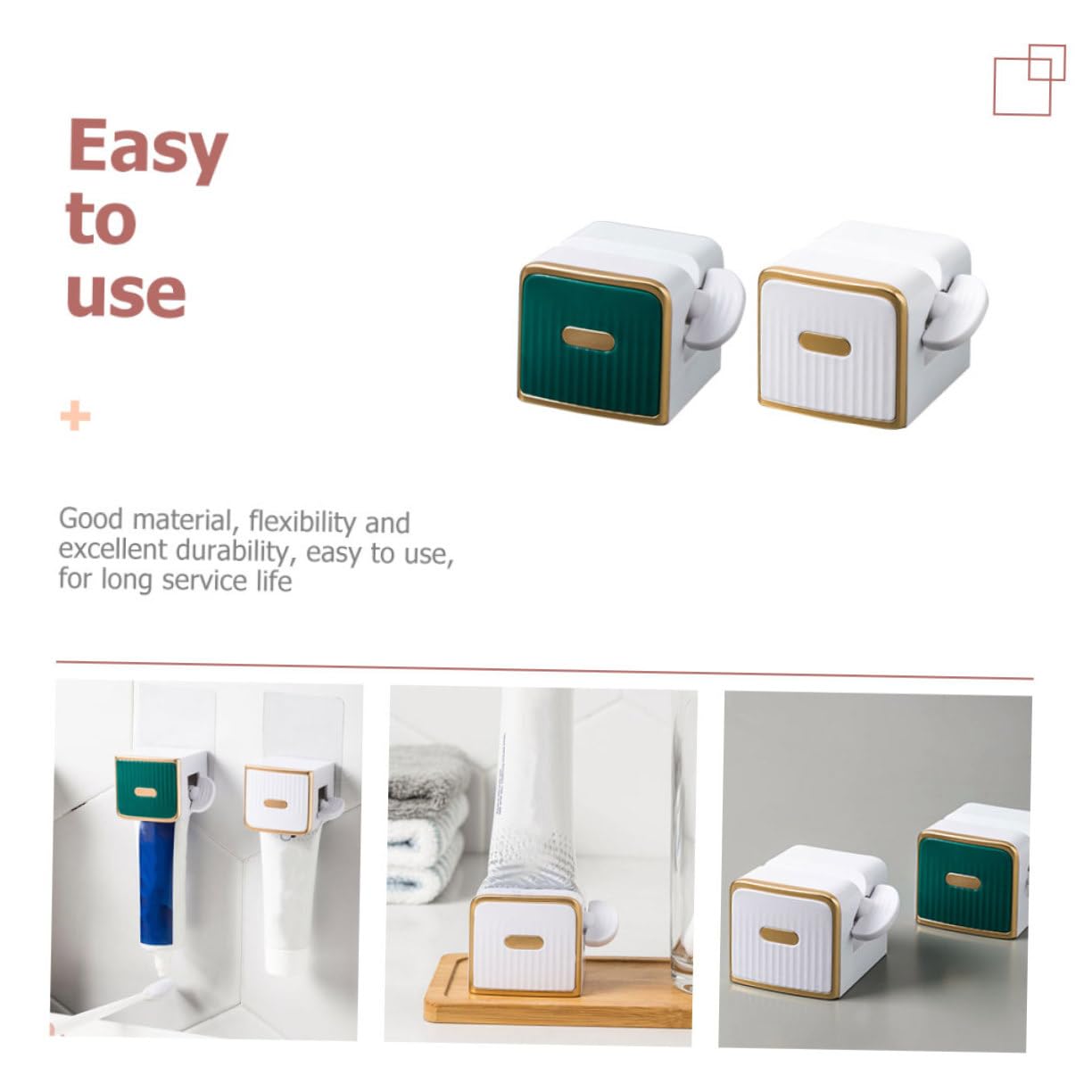 HAPINARY 2sets Bathroom Toothpaste Holder White Toothpaste Squeezer Set Rolling Squeezer Easy Squeezing Apparatus for Home Use 2pcs*2