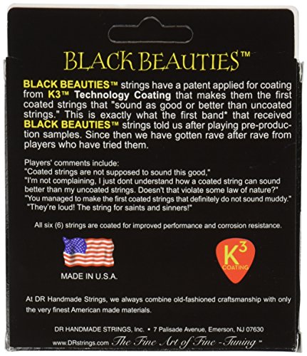 DR Strings BLACK BEAUTIES 10-52 Jeu de Cordes pour Guitare Electrique - Les Beatles, Paul McCartney, John Lennon, RIngo Starr, George Harrison DR Strings BLACK BEAUTIES 10-52 Jeu de Cordes pour Guitare Electrique – Image 3