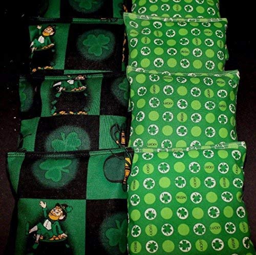 BackYardGamesUSA St Pattys Cornhole Bean Bags 8 Regulation Bags Pot of Luck Irish Game