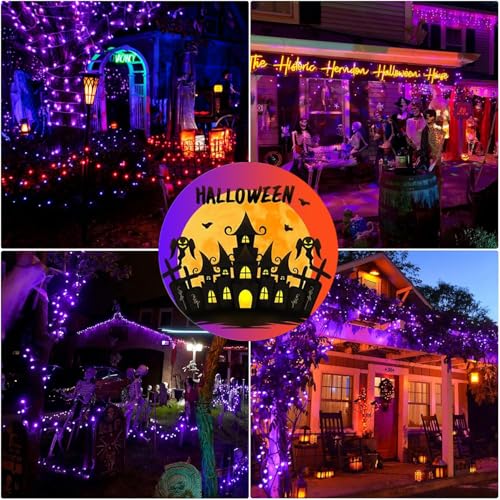 FairyGlim Halloween String Lights Plug in,33FT 100 LED String Lights with 8 Modes & Timer, Halloween Decorations for Party Carnival Supplies, Outdoor Indoor Yard Garden Decor, Purple & Orange - image 9