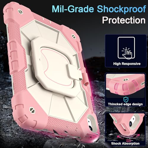 Image of Auizotl Case for iPad (A16) 11th /10th Generation 11'' /10.9'' (2025 /2022),Rotating Stand iPad Case 10th Gen with Screen Protector,Heavy Duty Shockproof Cover for 10th Generation 10.9 Inch,Rosegold