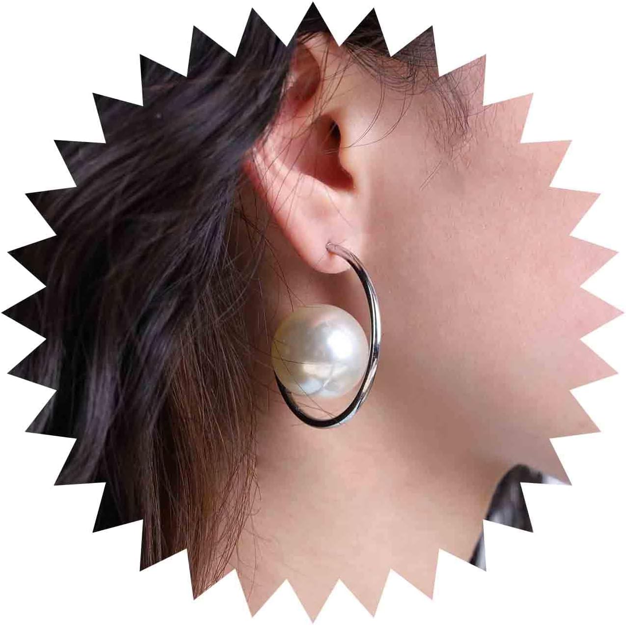 Vintage Circle Pearl Earrings Gold Pearl Drop Earrings C Shape Stud Earrings Bridal Pearl Geometric Earrings Jewelry for Women and Girls