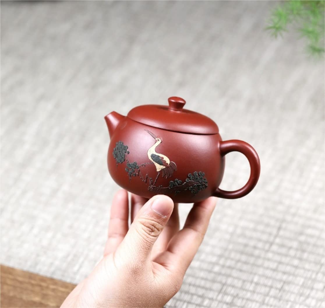 Habrur Theiere Fonte Théière Japonaise Théière 6 Oz/0,18 L Faite À La Main Originale Mine Dahongpao Théière Théière en Argile Violette Théière en Fonte Theiere Japonaise
