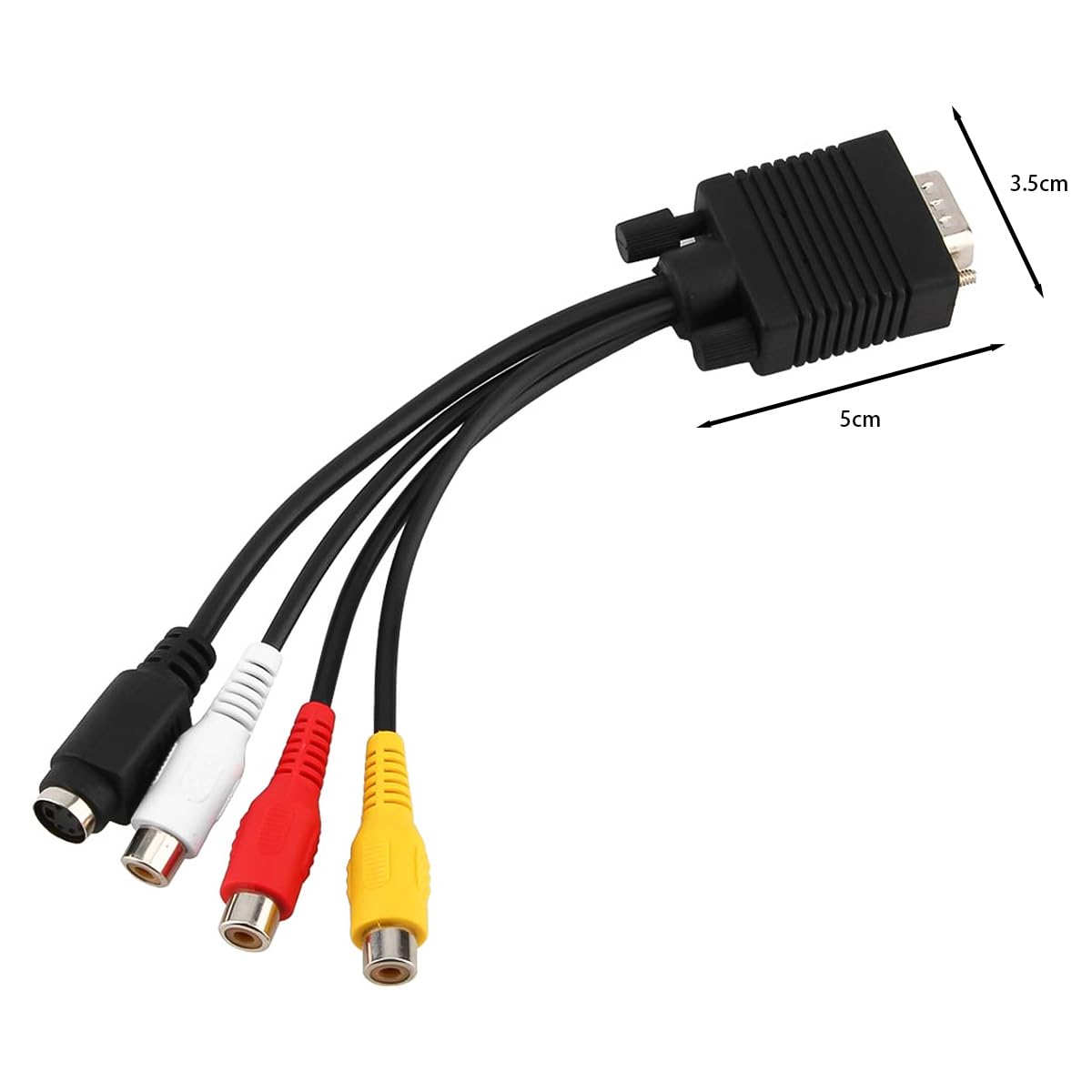 Cavo convertitore adattatore VGA SVGA a S-Video 3 RCA AV TV per PC portatili con Sub-D VGA a S-Video Mini DIN 4 pin femmina e porta RCA