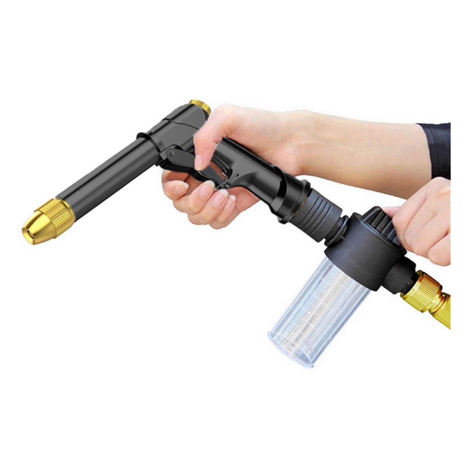 INEOUT Pistola de agua de alta presión 2021, manguera de lavado de coche ajustable de Metal, pistola de agua de espuma, rociador de riego de jardín, entrega (Color : Black Gun)