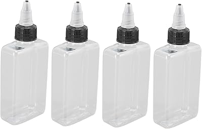 4 Pcs Seasoning Bottle Plastic Sauce Squeeze Bottle Empty Bottles with Twist Top Cap 100ML Portable Sealed Reusable Dispensing Oil Bottle Seasoning Bottle for Outdoor BBQ Camping