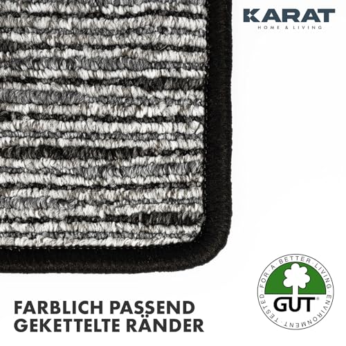 KARAT Teppich Läufer Geneva - Teppichläufer auf Maß - Meterware - Flurteppich - Küchenläufer - Teppich für Küche, Flur & Wohnzimmer (80 x 100 cm, Anthrazit)