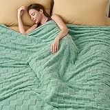 Joiedomi Queen Kuscheldecke für Bett, 228x228cm, Karierte Fleece-Decke in Salbeigrün, Geschenk für Frauen, Mütter & Mädchen, Weiche Wolldecke Warme Flanelldecke als Tagesdecke