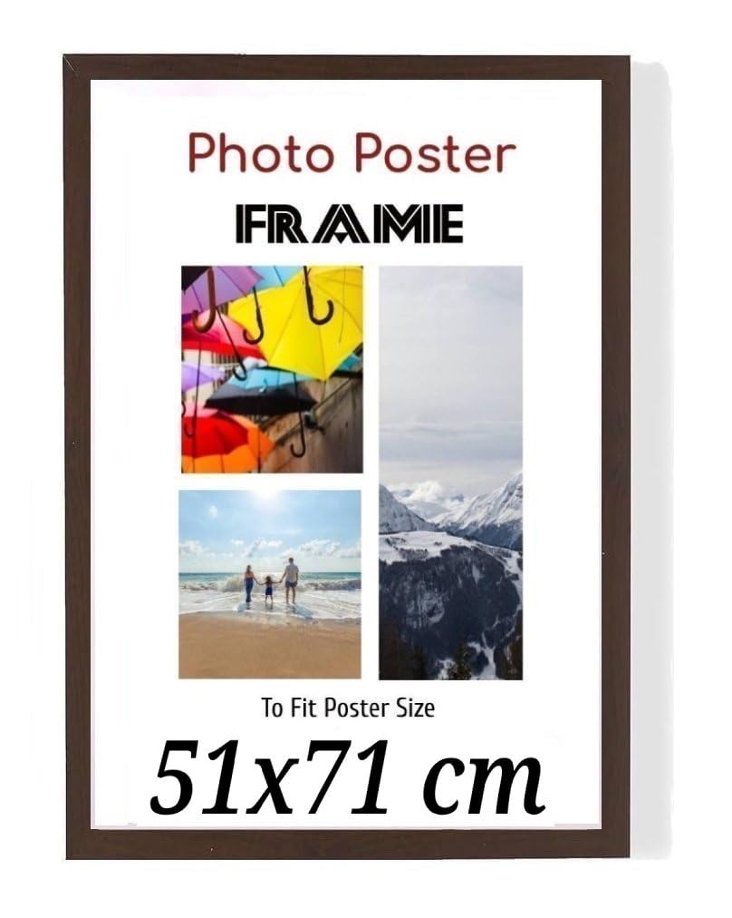 Home Plus Store Ltd Mahogany 71 X 51 Cm Poster Frames - Large Mdf Wooden Frames 51X71 Cm - Both Ways Wall Hanging Wall Gallery Living Room Photo Picture Frame With Shatterproof Perspex Sheet