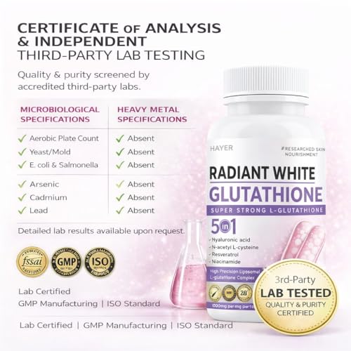 Image of Liposomal Glutathione by Hayer for Skin Whitening 1000mg, 99% Skin Supplements 60 Tablets