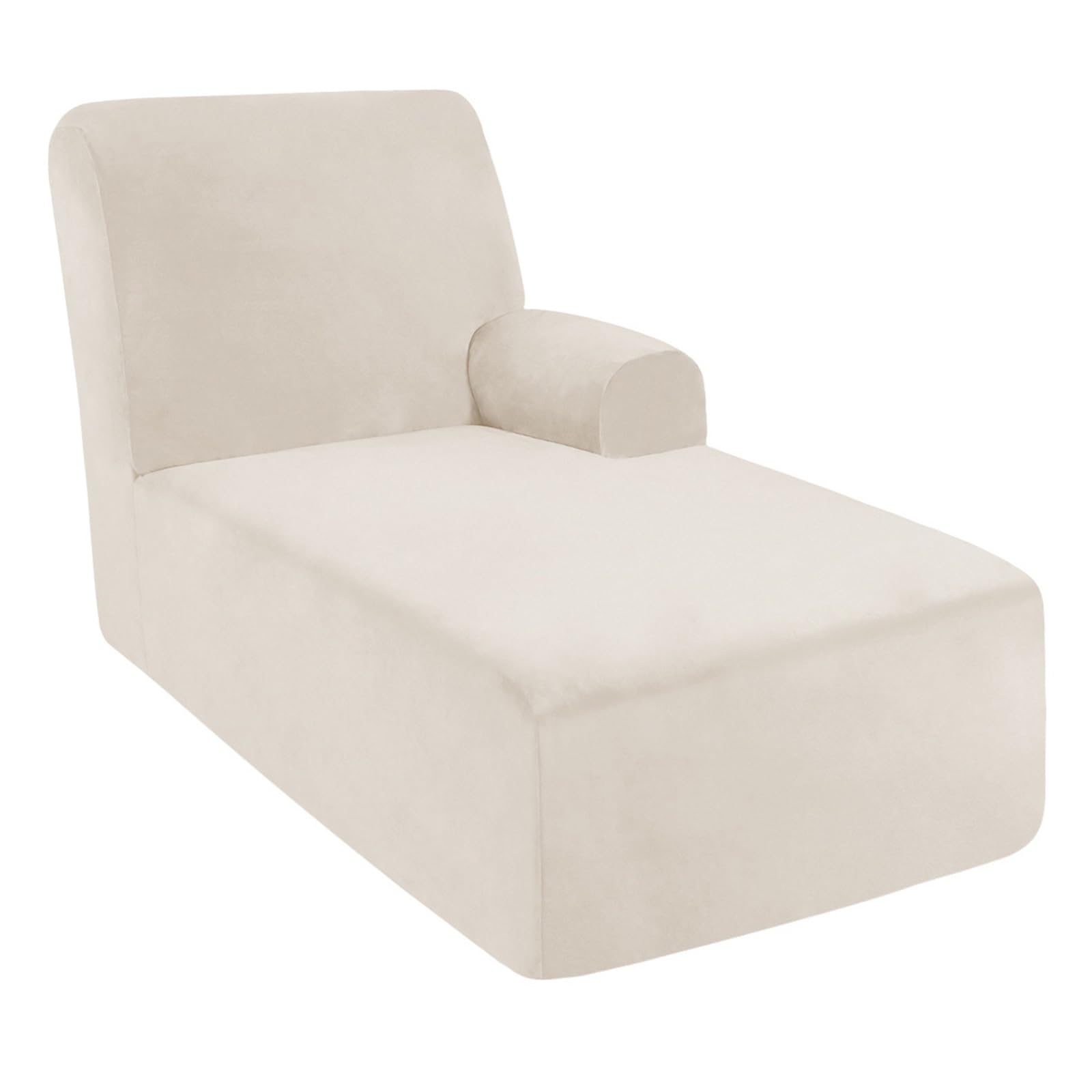 ALMASI Single Arm Chaise Lounge Indoor Slipcover Stretch Chair Covers for Living Room Bedroom Stretch Lounge Chaise Slipcover(Beige,Right)