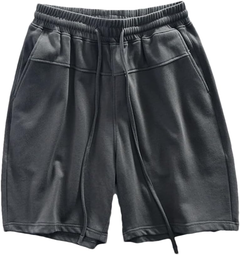 Men Simple Basic Casual Shorts Japan Style Cotton Blend Elastic Waist Solid Half Length Pants