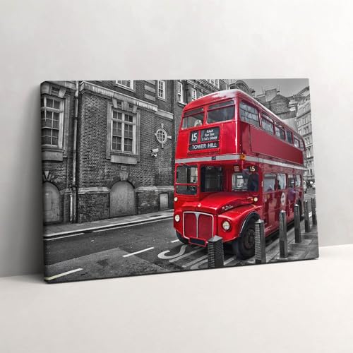 Grand Tableaux 60x40cm Bus rouge pour une déco salon style urbain
