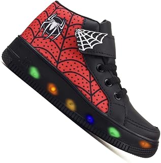 Botinha De Led Led Masculino Aranha Meninos Estilo Calce Facil