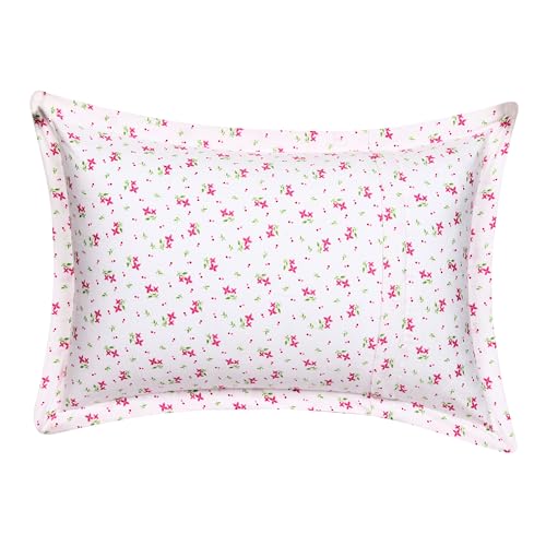 Image of HOUSE FOX Zipper Cotton Pillow Covers /Cases /Protectors (NOT Pillow) Set of 2 Pair Or 4 Pcs,Size -18x28inch with Zip /Chain (Standard, Pink Blue Flower)