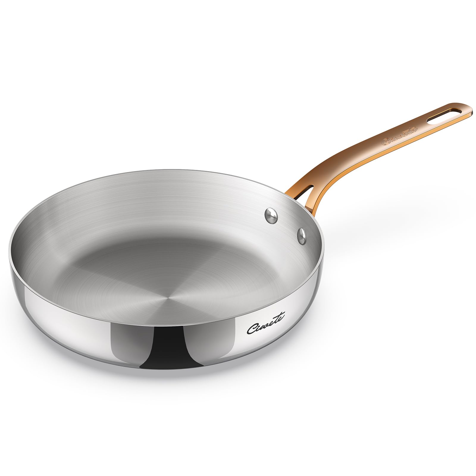 ciwete 9.5 Inch Tri-Ply Stainless Steel Frying Pan