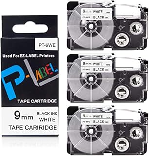 Pristar Compatible Label Tape Replacement for XR-9WE XR-9WE2S for Casio Label Maker Tape 9mm Black on White Use with Casio Label Maker KL-100 KL-60 KL-120 KL-750 KL-750B KL-7000 KL-7200 KL-820, 3-Pack