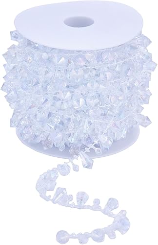 Miniatura 9 de YoungJewel - Rollos de guirnaldas de cristales de 33 pies de cuentas acrílicas transparentes para decoración de fiestas de boda y manualidades