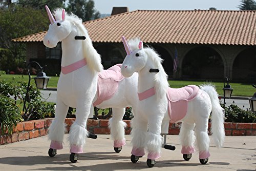 MEDALLION - My Pony Ride On Real Walking Horse for Children 3 to 6 Years Old or Up to 65 Pounds (Color Small Pink Unicorn)
