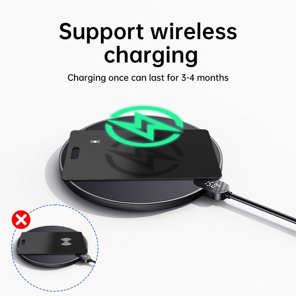 Android Wallet Smartcard Tracker, Bluetooth Locator Works with Google Find My, Slim Card Tracker for Luggage Passport, Wireless Rechargeable Item Finder for Home Outside Travel, 1 Pack, Black - Image 4