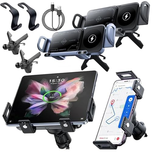 Image of 2024 High Intelligent Mobile Phone /Pad Holder, Shockproof Air Vent Wireless Car Charger Fast Charging Holder for All Smart Phones (2Pcs-Mix)