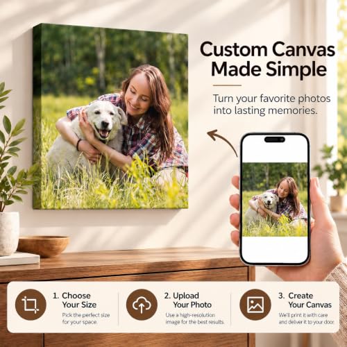 Custom Canvas Prints with Your Photo, Personalized Picture Wall Art 8x8in - Image 2
