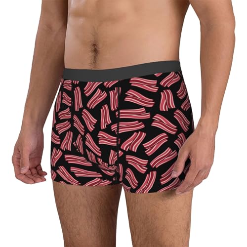 Bacon Print Black Mens Underwear Boxer Briefs, Comfort Breathable Boxers For Men Regular - Main Image
