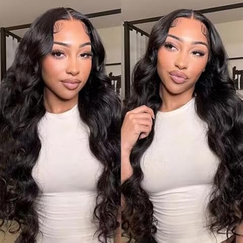 4x4 Body Wave Lace Front Wigs Human Hair Pre Plucked with Baby Hair 150% Density 16 Inch Human Hair Wigs Brazilian Virgin Frontal 4x4 Glueless HD Lace Closure Wig Human Hair for Black Women Cover