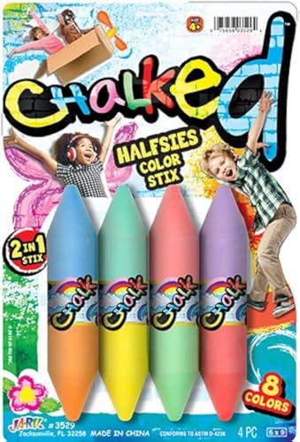JA-RU Jumbo Double Sided Sidewalk Chalk (1 Pack) Non-Toxic & Wash...