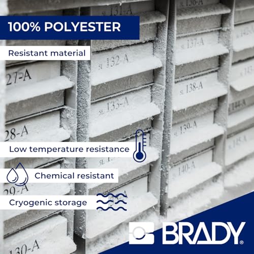 Image of Brady FreezerBondz Polyester Pre-Sized Labels for Label Printer BMP51 /BMP53 /M511-180 Self Adhesive Printer Labels - Black on White (44,45 mm (W) x 25,40 mm (H)) - M5-125-490
