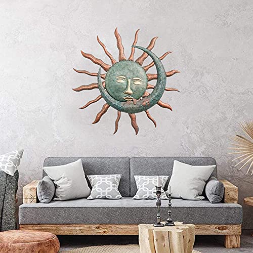 Subbry Sun And Moon Wall Art Decor The Sun Kissing The Moon Vintage Hanging Metal Statue Waterproof Artistic Ornament For Home Door, Decorative Metal Wall Sculptures Home Decor Figurines #TOP3
