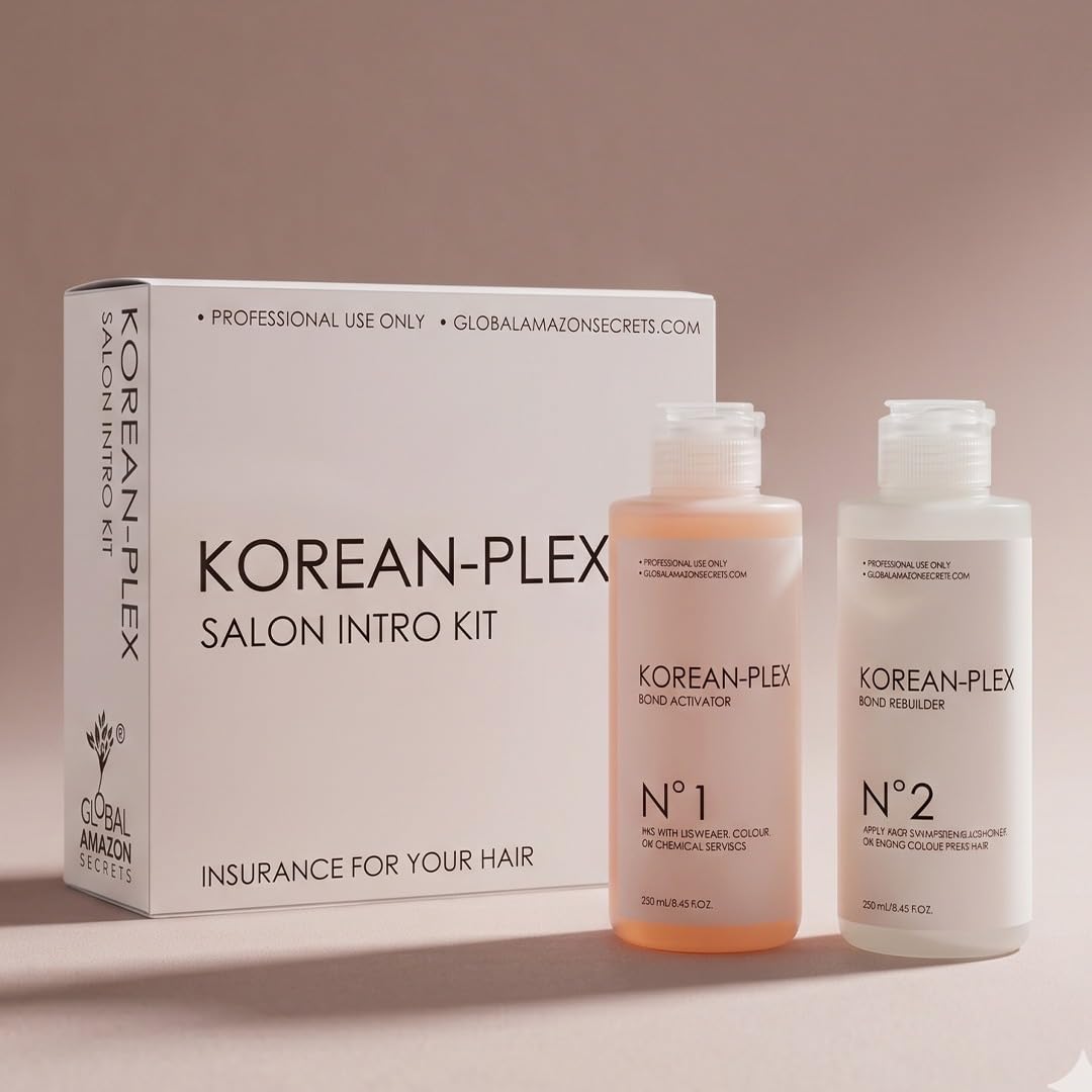 Global Amaazon Secrets Korean-Plex Salon Intro Kit | Bond Activator No.1 + Bond Rebuilder No.2 | Professional Bond Repair | Reduces Breakage | 2 × 250 ml-image-44