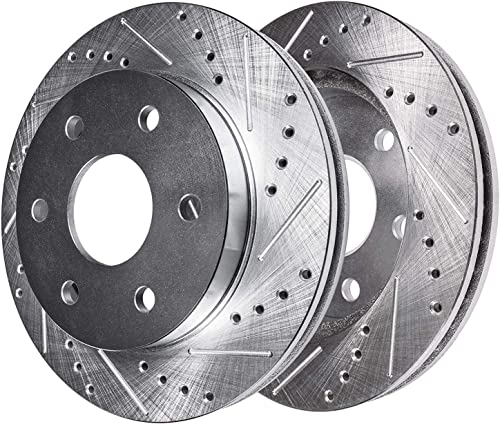 Image of Detroit Axle - Brake Kit for Silverado Sierra 1500 Escalade Yukon Tahoe Drilled and Slotted Disc Brake Rotors Brake Pads Front Brake Calipers Replacement : 12.99 inch inch Front & 13.58 inch inch Rear Rotor