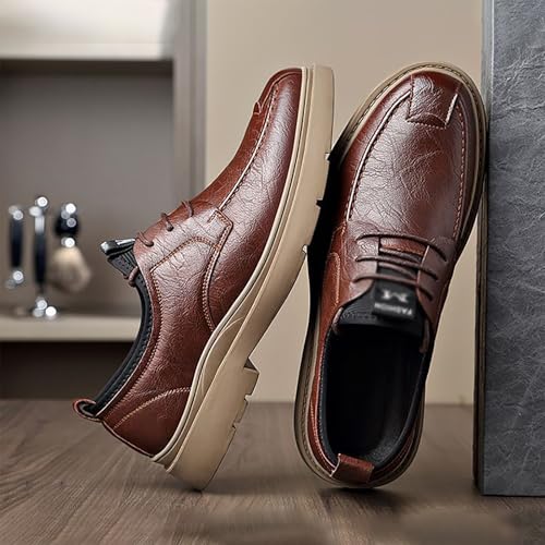 Men's Autumn/Winter Business Casual Leather Shoes, Genuine Cowhide Plush Lined for Warmth, Flexible Rubber Sole Perfect for Office Events3