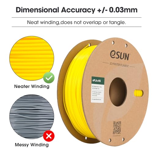 Image of eSUN High Speed PLA+ Filament 1.75mm, 3D Printer Filament Speedy PLA Plus for Fast Printing, Dimensional Accuracy + /- 0.03mm, 1KG Cardboard Spool (2.2 LBS) 3D Printing Filament for 3D Printers, Yellow