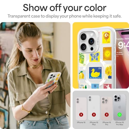 Image of CYRILL UltraSheer Mag Designed for iPhone 16 Pro Max Clear, Matte [Anti-Fingerprint] [Anti-Slip] Shock-Absorbent Phone Case for iPhone 16 Pro Max, Compatible with MagSafe - Clear Postmarked